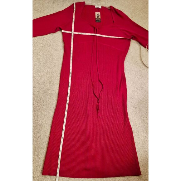 Sofia Jeans Red Knit Long Sleeve Stretchy Maxi Dress Halter Ties 2X NWT - Picture 6 of 10